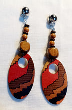 Load image into Gallery viewer, Abstract boho wood clip on earrings Kargo Fresh
