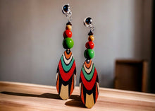 Load image into Gallery viewer, Abstract boho wood clip on earrings Kargo Fresh
