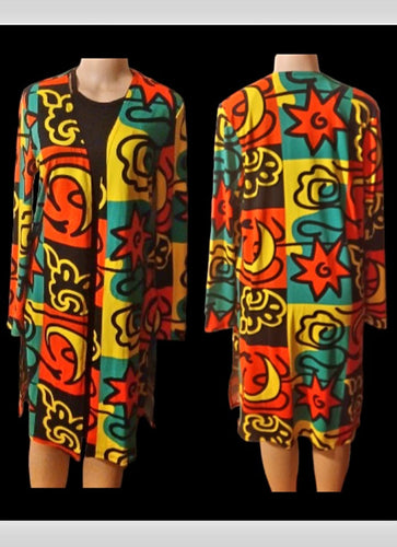 Abstract grafitti Adinkra symbol cardigan and dress set new L Kargo Fresh