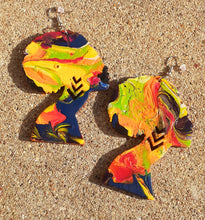 Load image into Gallery viewer, Abstract handpainted Afrocentric AFRO QUEEN Earrings Kargo Fresh
