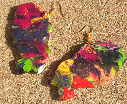 Abstract handpainted Afrocentric Earrings Kargo Fresh