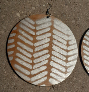 Abstract handpainted Mudcloth print Wooden Earrings Kargo Fresh