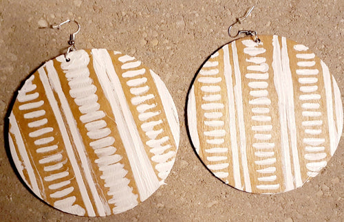 Abstract handpainted Mudcloth print Wooden Earrings Kargo Fresh