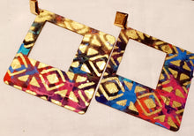 Load image into Gallery viewer, Abstract handpainted Mudcloth print Wooden Earrings Kargo Fresh
