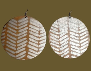 Abstract handpainted Mudcloth print Wooden Earrings Kargo Fresh