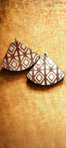 Abstract handpainted Mudcloth print Wooden Earrings Kargo Fresh