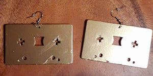 Abstract handpainted Wooden Cassette Tape Earrings Kargo Fresh