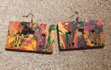 Load image into Gallery viewer, Abstract handpainted Wooden Cassette Tape Earrings Kargo Fresh
