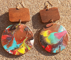 Abstract handpainted Wooden Earrings Kargo Fresh