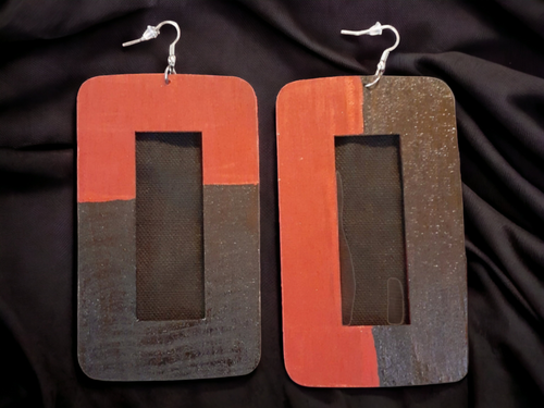 Abstract handpainted Wooden Earrings Kargo Fresh