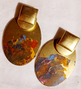 Abstract handpainted Wooden Earrings Kargo Fresh