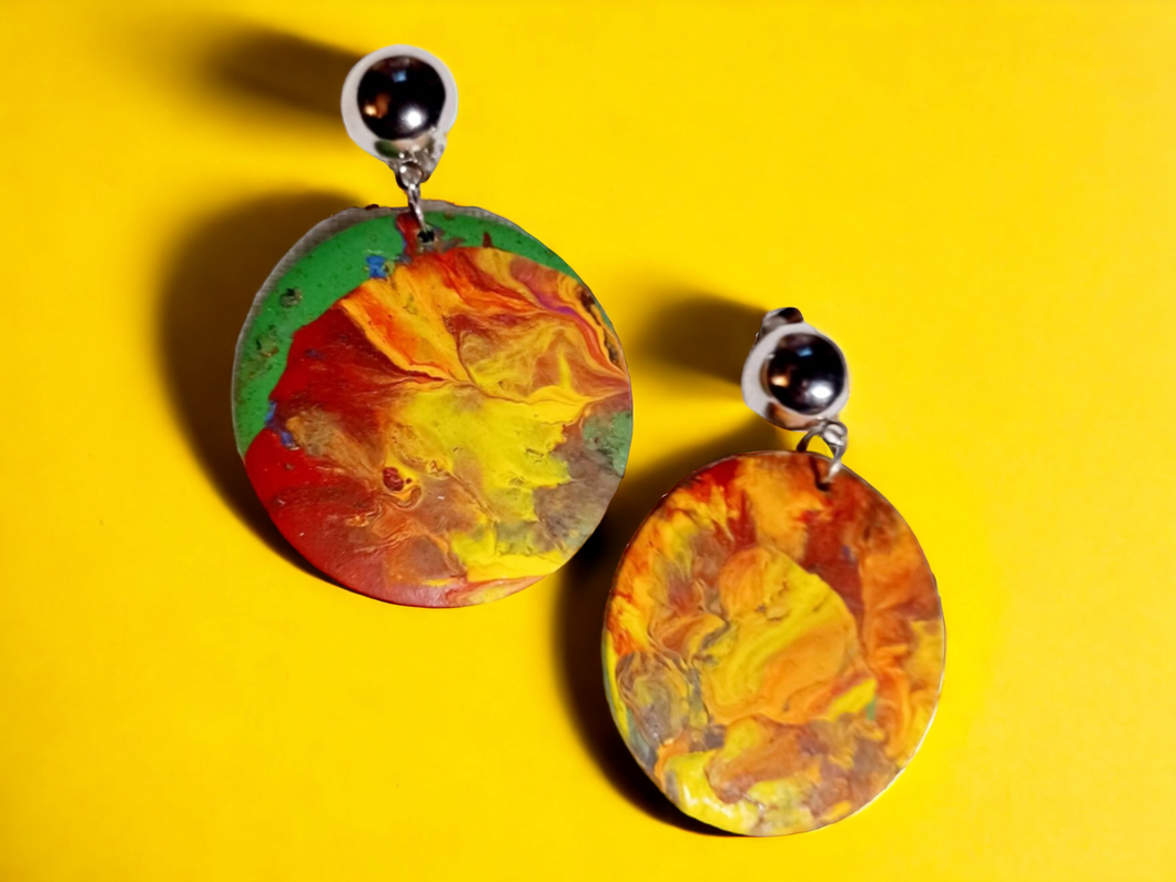 Abstract handpainted Wooden Earrings Kargo Fresh