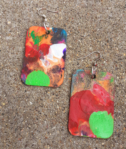 Abstract handpainted Wooden Earrings Kargo Fresh