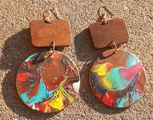 Abstract handpainted Wooden Earrings Kargo Fresh