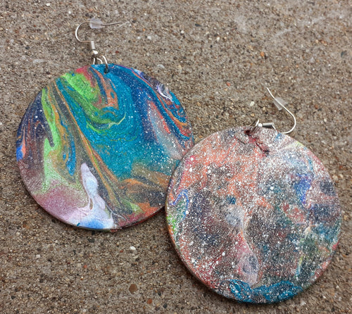Abstract handpainted Wooden Earrings Kargo Fresh