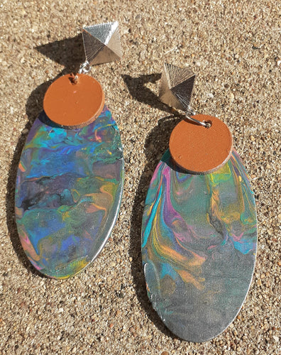 Abstract handpainted Wooden Earrings Kargo Fresh