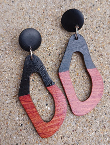 Abstract handpainted Wooden Earrings Kargo Fresh