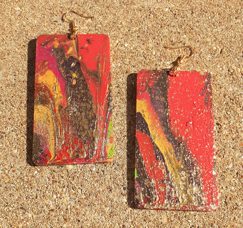 Abstract handpainted Wooden Earrings Kargo Fresh