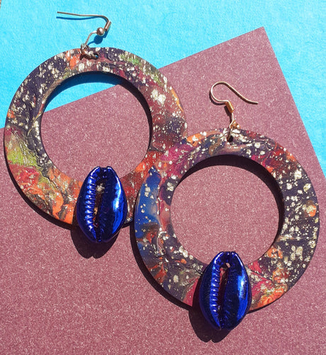 Abstract handpainted Wooden Hoop Earrings Kargo Fresh