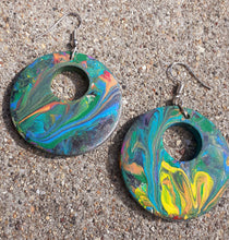 Load image into Gallery viewer, Abstract handpainted Wooden Hoop Earrings Kargo Fresh
