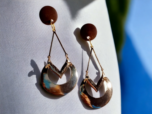 Abstract silver clip on dangle earrings Kargo Fresh