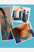 Load image into Gallery viewer, Abstract wooden clip on earrings and necklace set Kargo Fresh

