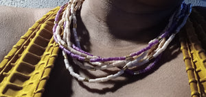 Acrylic Bead  Multi Strand Layering Necklace and custom clip on earrings set Kargo Fresh