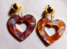 Load image into Gallery viewer, Acrylic Heart Dangle Clip on Earrings Kargo Fresh
