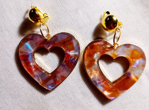 Acrylic Heart Dangle Clip on Earrings Kargo Fresh