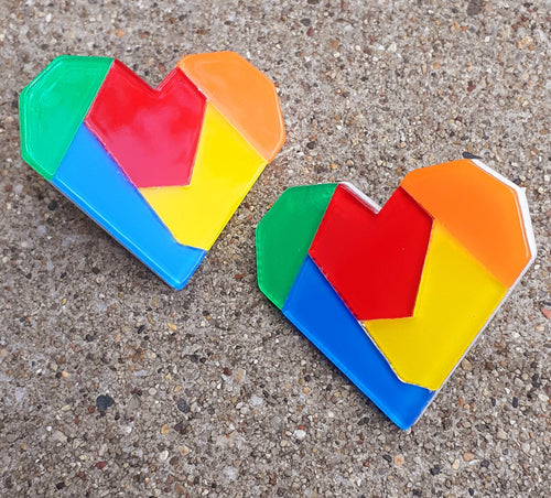 Acrylic Heart Pop Art Earrings Kargo Fresh