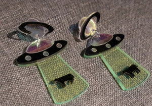 Acrylic Pop Art Area 51 UFO   Earrings Kargo Fresh