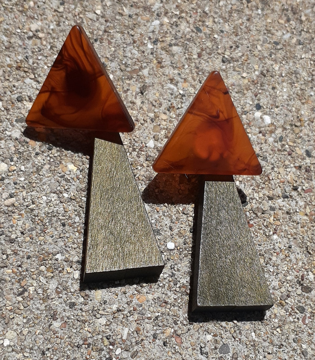 Acrylic and Wood 3D Asymmetric Earrings Kargo Fresh