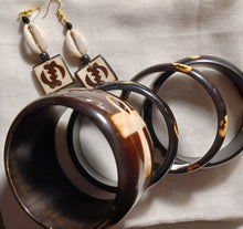 Load image into Gallery viewer, Adinkra and Ankh Bangle and earrings set Kargo Fresh
