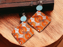Load image into Gallery viewer, African Fabric Print Wooden Clip On Earrings Kargo Fresh

