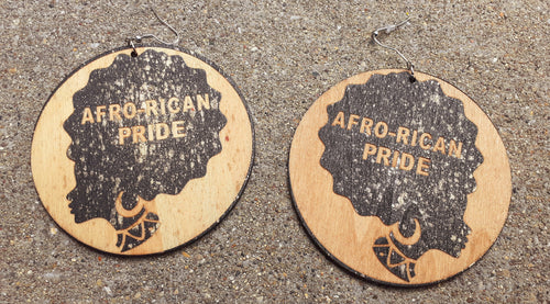 Afro Rican Pride Wooden Statement Earrings Kargo Fresh