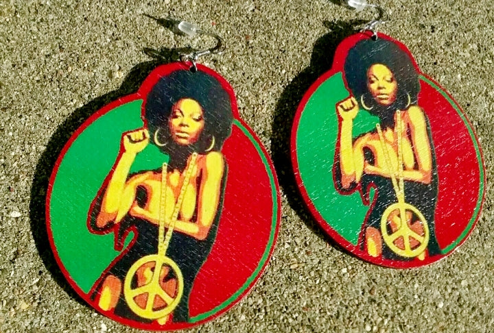 Afro centric Soul Queen Black Fist statement Earrings Kargo Fresh