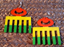 Load image into Gallery viewer, Afrocentric Adinkra Symbol Afro Pick Earrings Kargo Fresh
