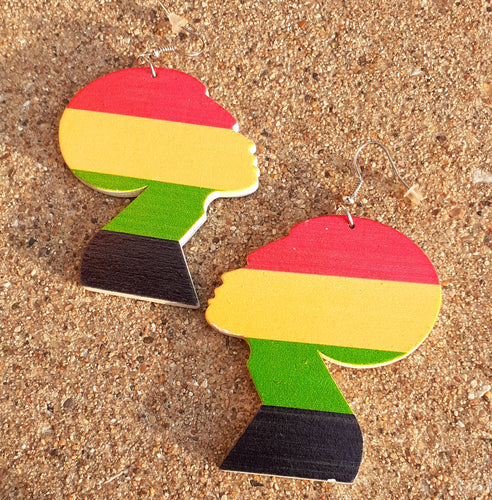 Afrocentric Afro Queen Wooden Earrings Kargo Fresh