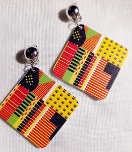 Afrocentric Kente Design clip on Earrings Kargo Fresh