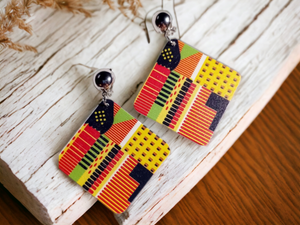 Afrocentric Kente Design clip on Earrings Kargo Fresh