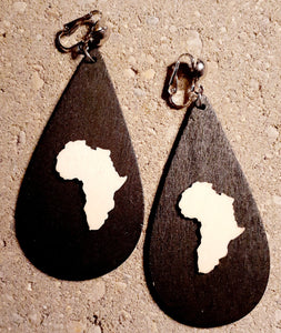 Afrocentric Wooden AFRICA Clip On Earrings Kargo Fresh