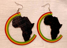 Load image into Gallery viewer, Afrocentric Wooden AFRICA Earrings Kargo Fresh
