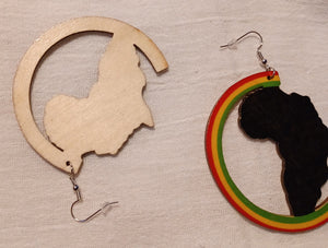 Afrocentric Wooden AFRICA Earrings Kargo Fresh