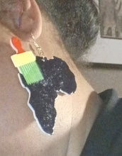 Load image into Gallery viewer, Afrocentric Wooden AFRICA Earrings Kargo Fresh
