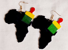 Load image into Gallery viewer, Afrocentric Wooden AFRICA Earrings Kargo Fresh
