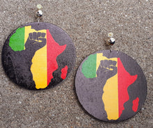 Load image into Gallery viewer, Afrocentric Wooden Black Fist  Clip On Earrings Kargo Fresh

