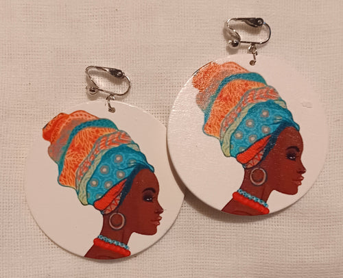 Afrocentric Wooden  Clip On Earrings Kargo Fresh