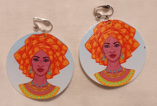 Afrocentric Wooden  Clip On Earrings Kargo Fresh