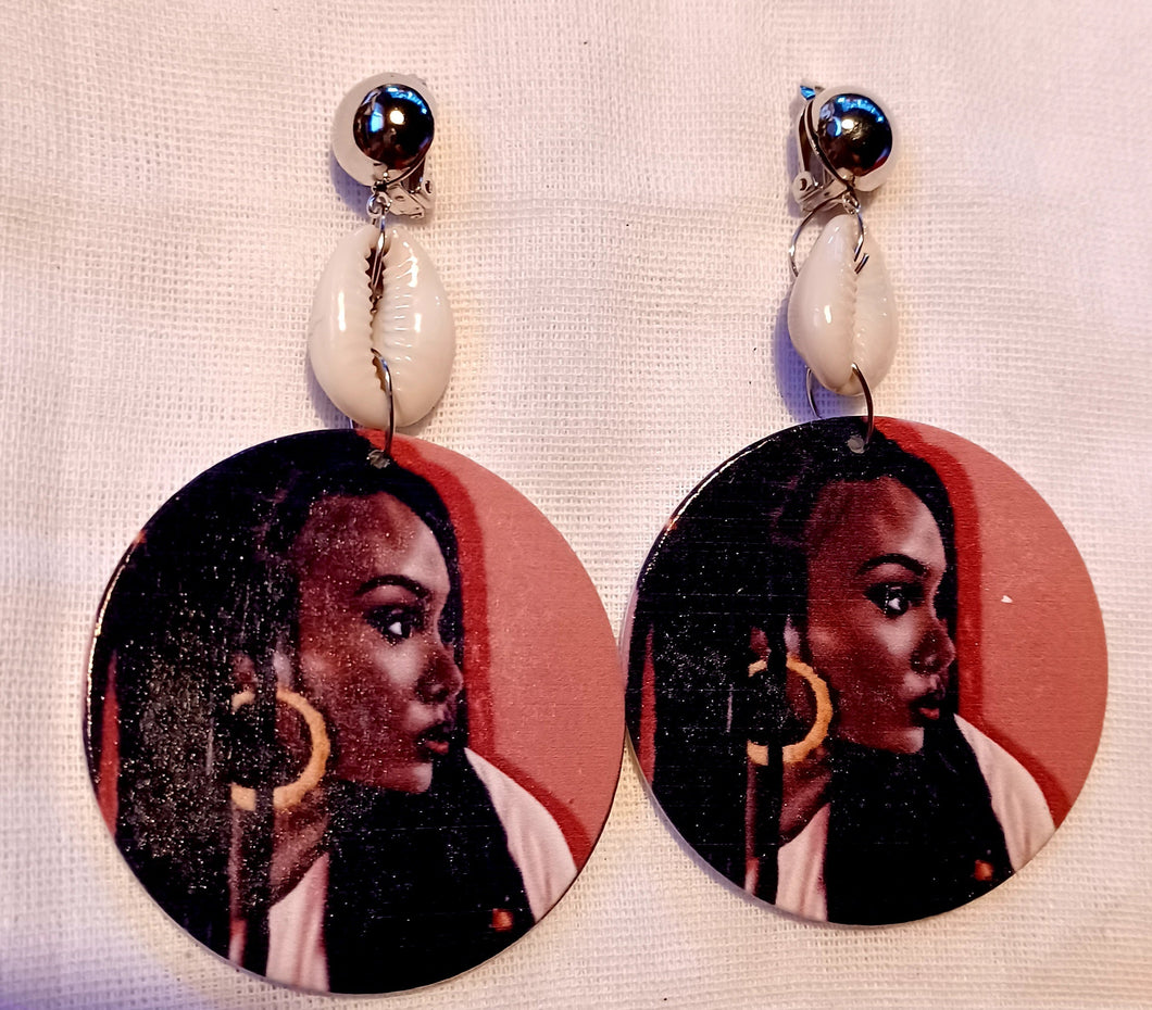 Afrocentric Wooden  Clip On Earrings Kargo Fresh