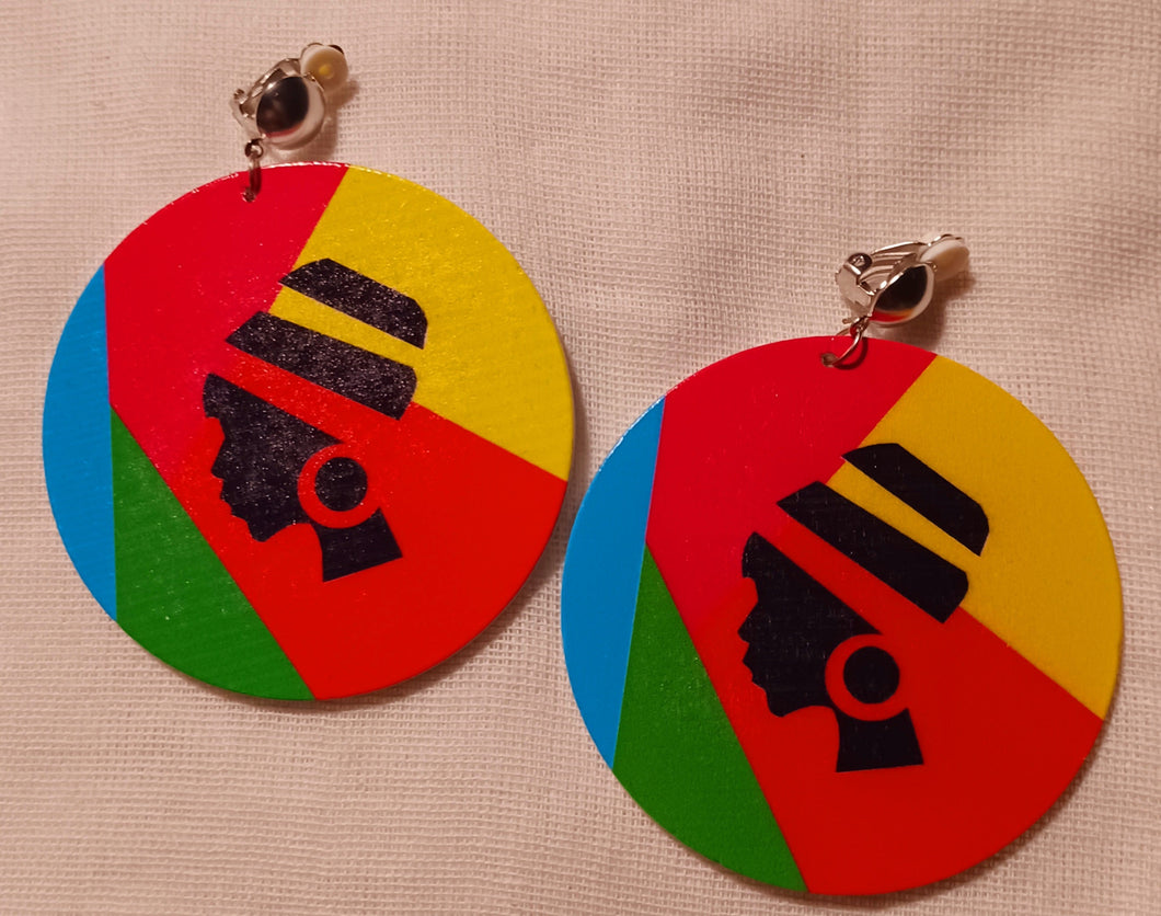 Afrocentric Wooden  Clip On Earrings Kargo Fresh